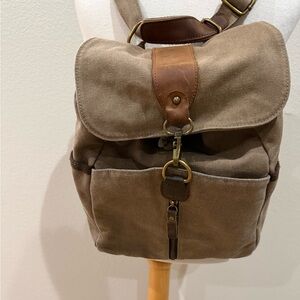 KL928 Unisex Canvas Military Brown Backpack Crossbody Shoulder Bag Large